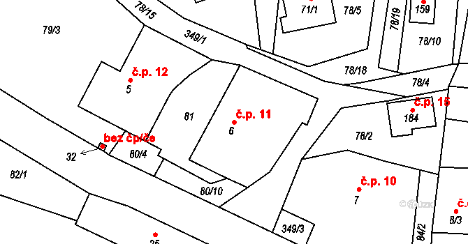 Malý Ratmírov 11, Blažejov na parcele st. 6 v KÚ Malý Ratmírov, Katastrální mapa