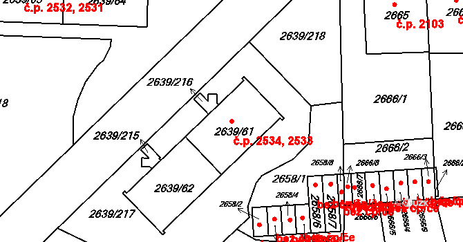 Žižkov 2533,2534, Praha na parcele st. 2639/61 v KÚ Žižkov, Katastrální mapa
