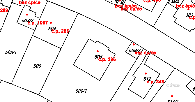 Braník 296, Praha na parcele st. 508 v KÚ Braník, Katastrální mapa