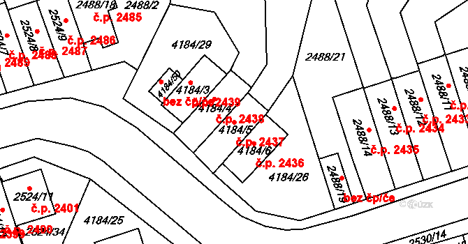 Dejvice 2437, Praha na parcele st. 4184/5 v KÚ Dejvice, Katastrální mapa