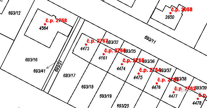 Dvůr Králové nad Labem 2766 na parcele st. 4161 v KÚ Dvůr Králové nad Labem, Katastrální mapa