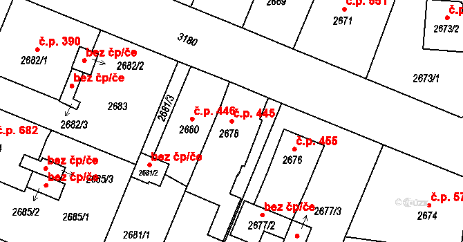 Bolevec 445, Plzeň na parcele st. 2678 v KÚ Bolevec, Katastrální mapa