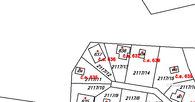 Lančov 636 na parcele st. 637 v KÚ Lančov, Katastrální mapa