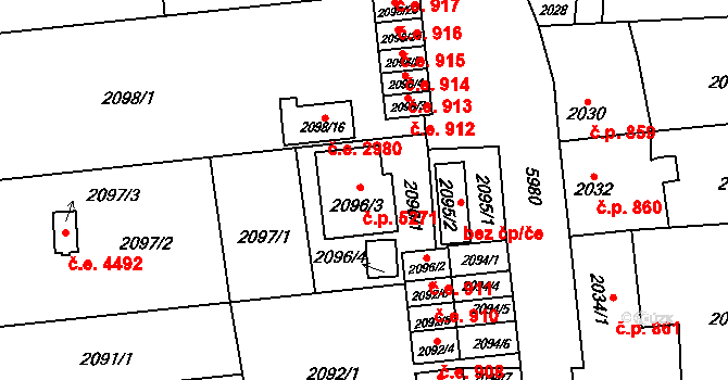 Jihlava 5271 na parcele st. 2096/3 v KÚ Jihlava, Katastrální mapa