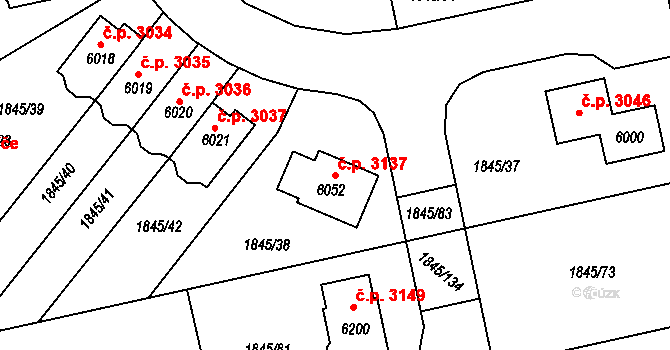 Šumperk 3137 na parcele st. 6052 v KÚ Šumperk, Katastrální mapa
