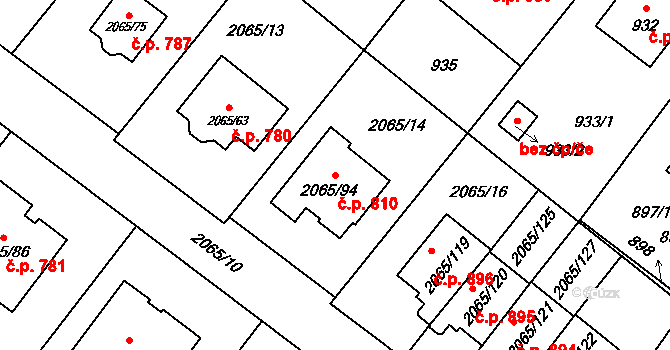Vřesina 810 na parcele st. 2065/94 v KÚ Vřesina u Bílovce, Katastrální mapa
