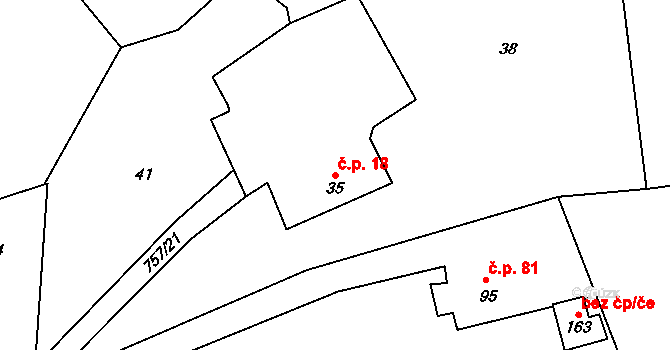 Milíkov 18 na parcele st. 35 v KÚ Milíkov u Mariánských Lázní, Katastrální mapa