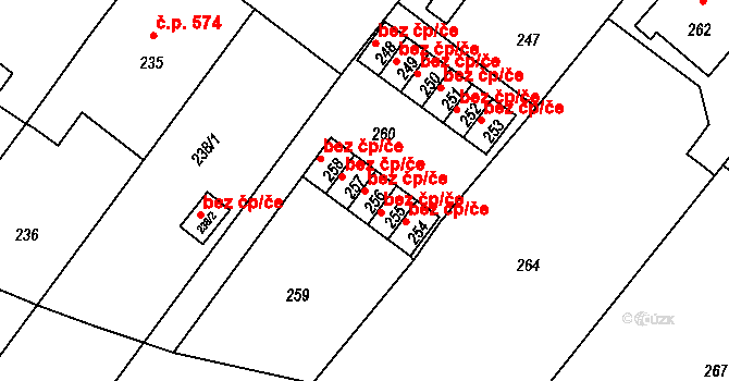 Orlová 38240700 na parcele st. 256 v KÚ Horní Lutyně, Katastrální mapa