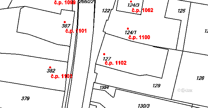 Brumov 1102, Brumov-Bylnice na parcele st. 127 v KÚ Brumov, Katastrální mapa