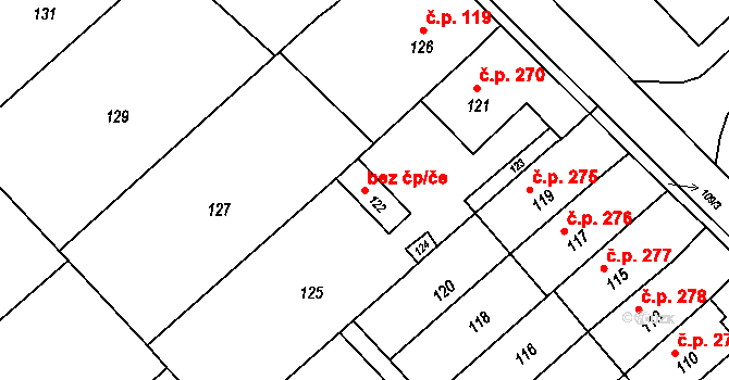 Kobeřice u Brna 39710700 na parcele st. 122 v KÚ Kobeřice u Brna, Katastrální mapa