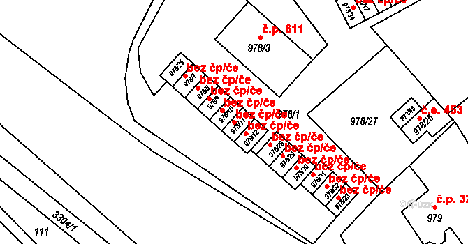 Doksy 39756700 na parcele st. 978/11 v KÚ Doksy u Máchova jezera, Katastrální mapa