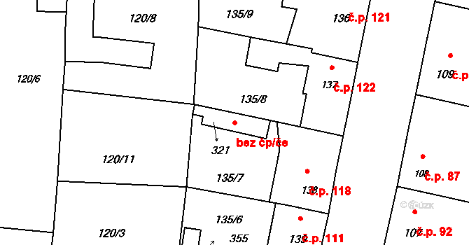 Příchovice 40918700 na parcele st. 321 v KÚ Příchovice u Přeštic, Katastrální mapa