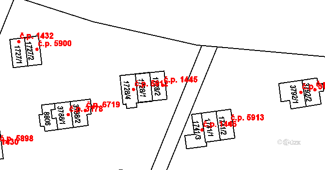 Zlín 1445 na parcele st. 1728/2 v KÚ Zlín, Katastrální mapa