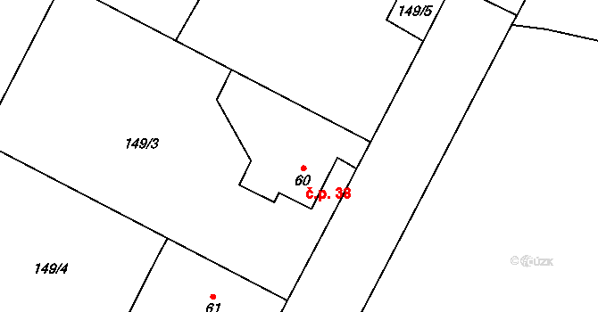 Milostovice 38, Opava na parcele st. 60 v KÚ Milostovice, Katastrální mapa