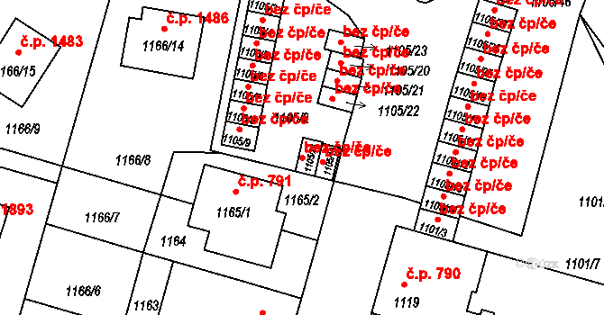 Benešov 45362700 na parcele st. 1105/24 v KÚ Benešov u Prahy, Katastrální mapa