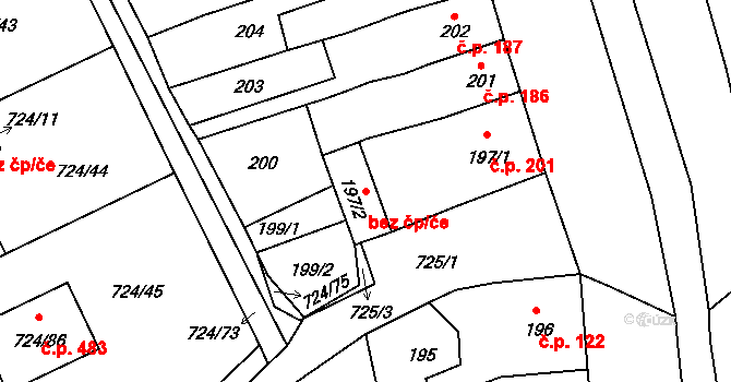 Spořice 48093700 na parcele st. 197/2 v KÚ Spořice, Katastrální mapa