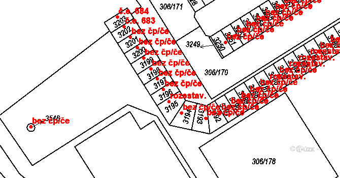 Čáslav 48226700 na parcele st. 3196 v KÚ Čáslav, Katastrální mapa