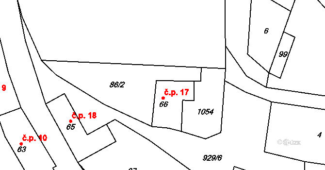 Olovnice 17 na parcele st. 66 v KÚ Olovnice, Katastrální mapa