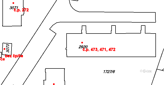 Slaný 471,472,473 na parcele st. 2920 v KÚ Slaný, Katastrální mapa