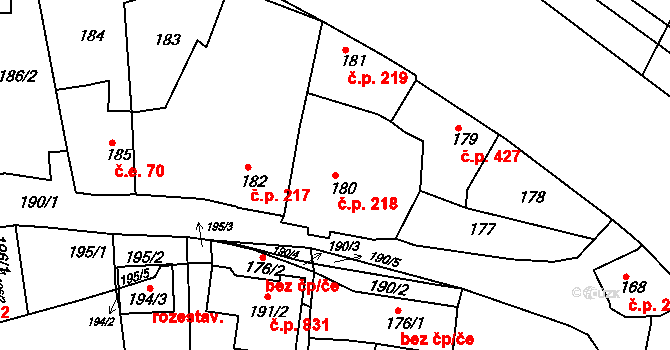 Česká Skalice 218 na parcele st. 180 v KÚ Česká Skalice, Katastrální mapa