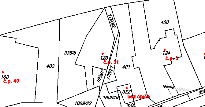 Bolehošťská Lhota 31, Bolehošť na parcele st. 123 v KÚ Bolehošť, Katastrální mapa