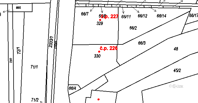 Morkůvky 226 na parcele st. 330 v KÚ Morkůvky, Katastrální mapa