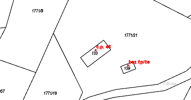 Pernolec 48, Částkov na parcele st. 133 v KÚ Pernolec, Katastrální mapa