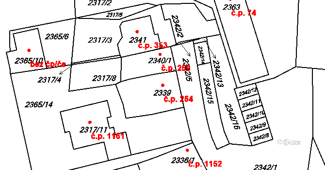 Velké Pavlovice 254 na parcele st. 2339 v KÚ Velké Pavlovice, Katastrální mapa