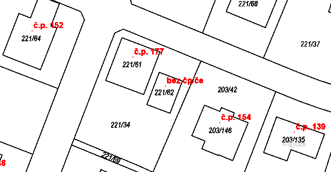 Hory 102868701 na parcele st. 221/62 v KÚ Hory u Jenišova, Katastrální mapa