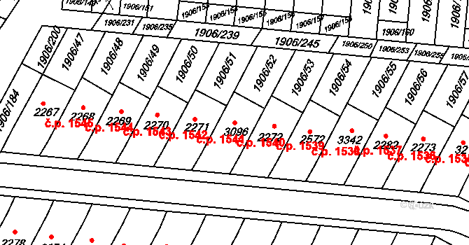Bystřice pod Hostýnem 1540 na parcele st. 3096 v KÚ Bystřice pod Hostýnem, Katastrální mapa