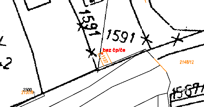 Vráž 106519701 na parcele st. 1137 v KÚ Vráž u Berouna, Katastrální mapa