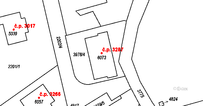 Dvůr Králové nad Labem 3287 na parcele st. 6073 v KÚ Dvůr Králové nad Labem, Katastrální mapa