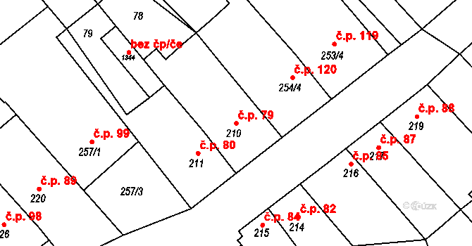 Přerov VIII-Henčlov 79, Přerov na parcele st. 210 v KÚ Henčlov, Katastrální mapa
