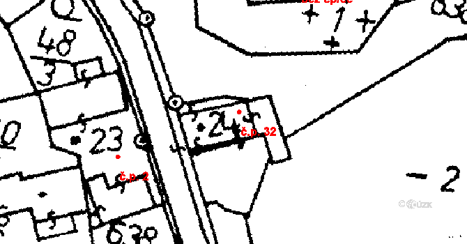 Kozohlody 32, Vlkaneč na parcele st. 24 v KÚ Kozohlody, Katastrální mapa