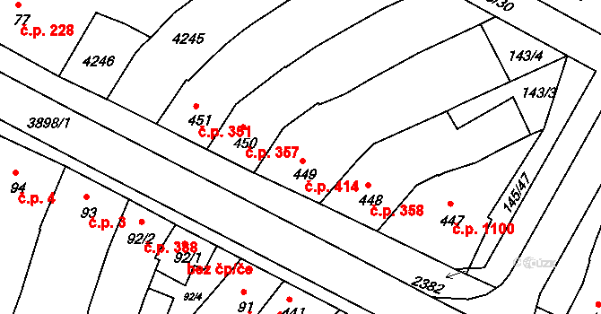 Trhové Sviny 414 na parcele st. 449 v KÚ Trhové Sviny, Katastrální mapa