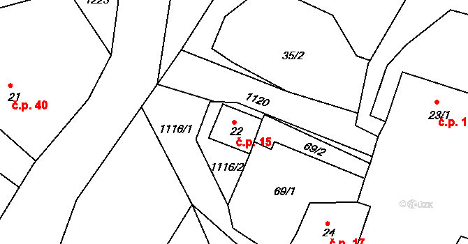 Vojtanov 15 na parcele st. 22 v KÚ Vojtanov, Katastrální mapa