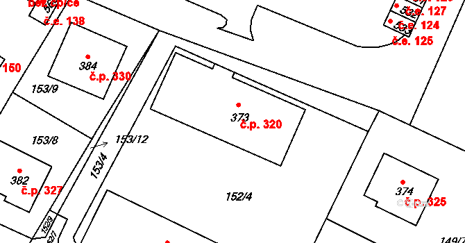 Dobronín 320 na parcele st. 373 v KÚ Dobronín, Katastrální mapa