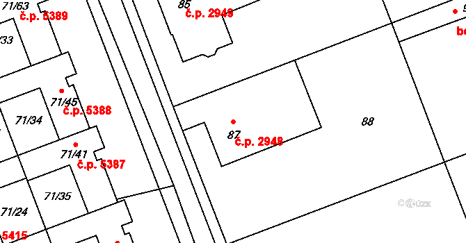 Helenín 2948, Jihlava na parcele st. 87 v KÚ Helenín, Katastrální mapa