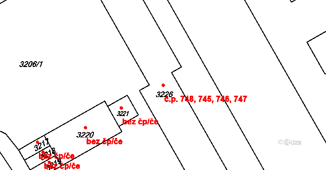 Lyžbice 745,746,747,748, Třinec na parcele st. 3226 v KÚ Lyžbice, Katastrální mapa