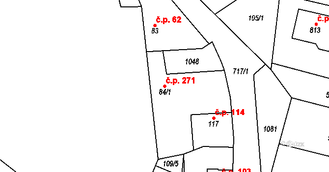 Líbeznice 271 na parcele st. 84/1 v KÚ Líbeznice, Katastrální mapa