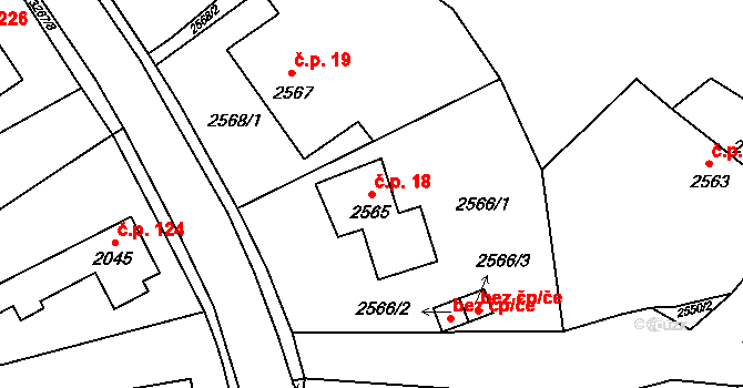 Staré Splavy 18, Doksy na parcele st. 2565 v KÚ Doksy u Máchova jezera, Katastrální mapa