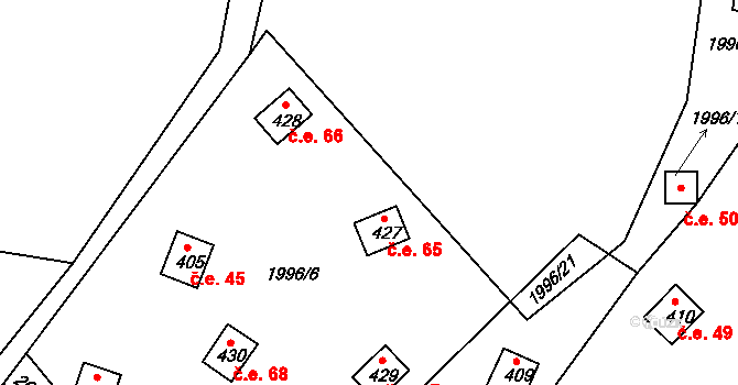 Heřmanice v Podještědí 65, Jablonné v Podještědí na parcele st. 427 v KÚ Heřmanice v Podještědí, Katastrální mapa