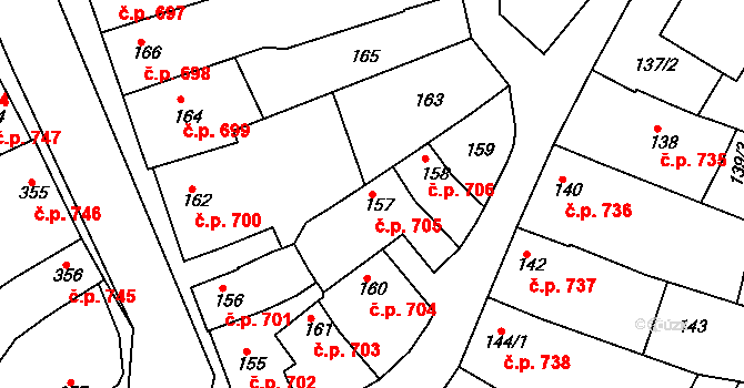 Mistřín 705, Svatobořice-Mistřín na parcele st. 157 v KÚ Mistřín, Katastrální mapa