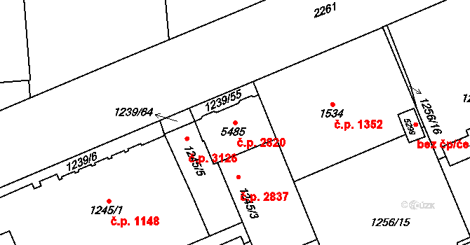 Šumperk 2820 na parcele st. 5485 v KÚ Šumperk, Katastrální mapa