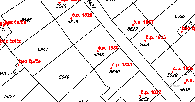 Kročehlavy 1830, Kladno na parcele st. 5648 v KÚ Kročehlavy, Katastrální mapa
