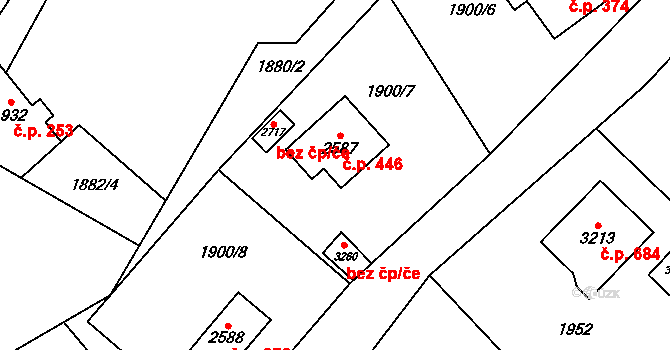 Ostravice 446 na parcele st. 2587 v KÚ Ostravice 1, Katastrální mapa