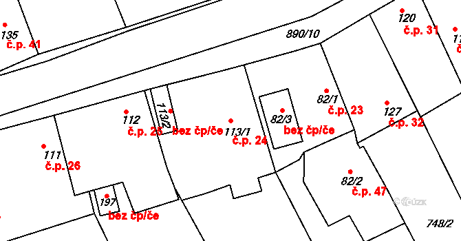 Libečov 24, Chyňava na parcele st. 113/1 v KÚ Libečov, Katastrální mapa