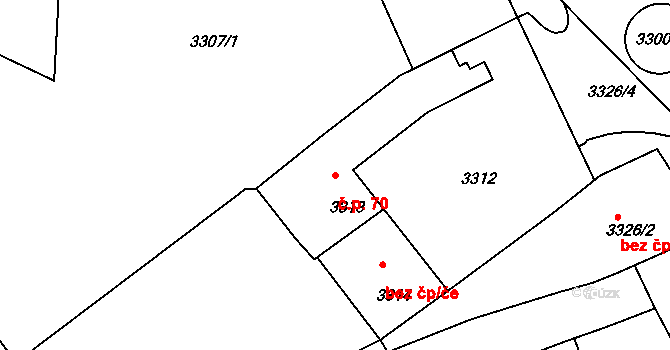 Mimoň I 70, Mimoň na parcele st. 3313 v KÚ Mimoň, Katastrální mapa