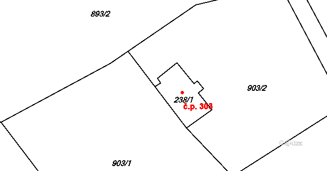 Ryžoviště 303, Harrachov na parcele st. 238/1 v KÚ Harrachov, Katastrální mapa