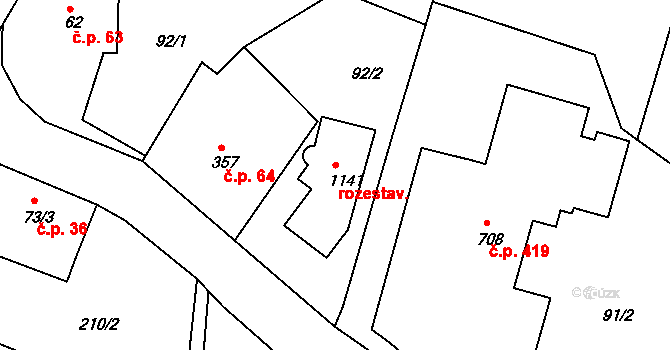 Nový Svět 564, Harrachov na parcele st. 1141 v KÚ Harrachov, Katastrální mapa